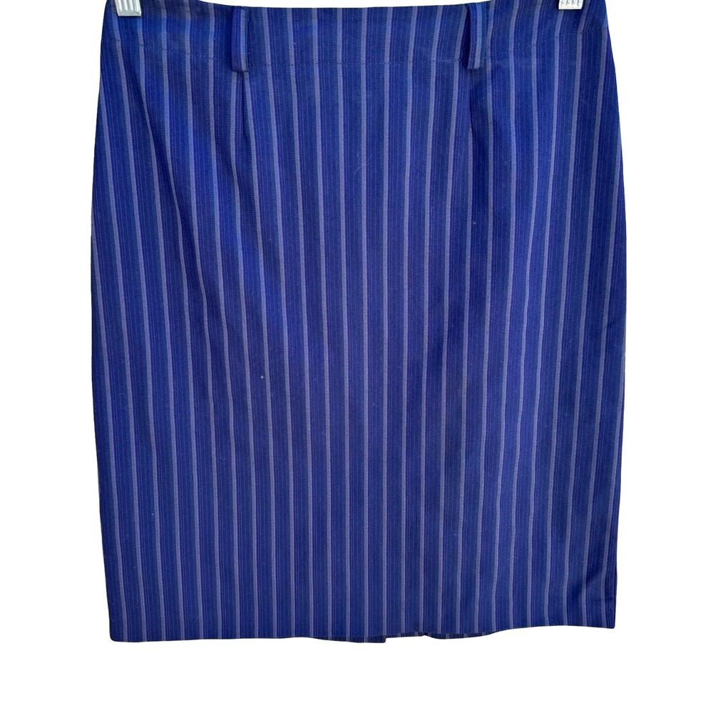Cynthia Rowley Vintage 90s Y2K Pinstripe Pencil Skirt Tailored Knee Length Blue - Picture 1 of 9